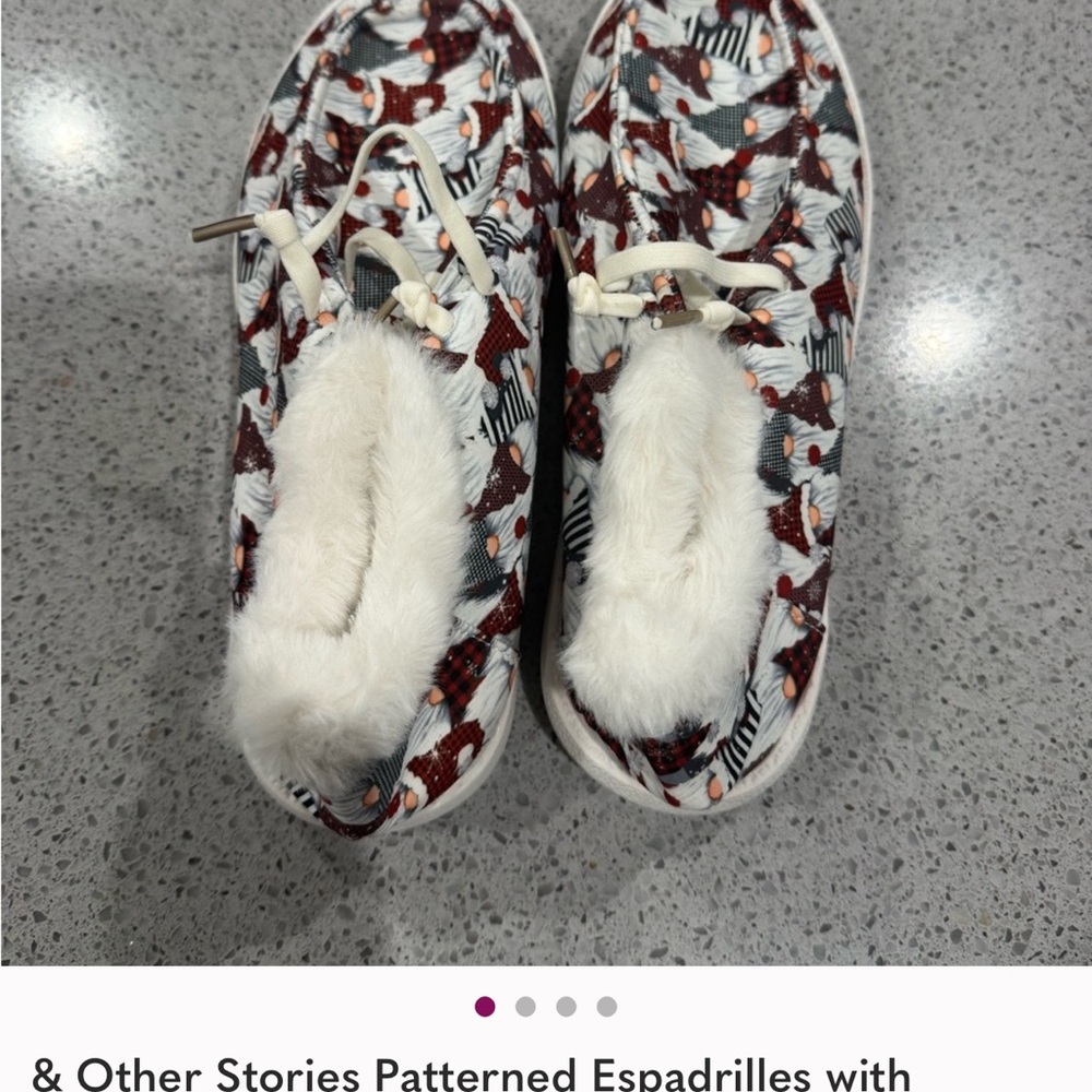 Patterned Women's Espadrilles with Faux Fur Lining sz 9.5